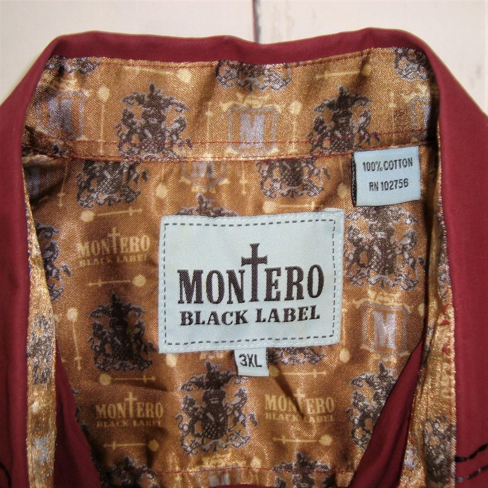 Montero Black Label Embroidered Flip Cuff Button Up Shirt Size 3XL? - Picture 2 of 9